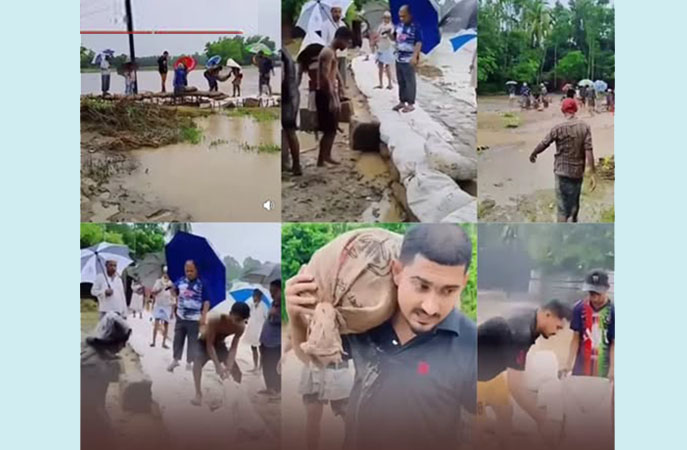কক্সবাজারে বন্যা দুর্গত এলাকায় স্বেচ্ছাশ্রমের ভিত্তিতে ক্ষতিগ্রস্থ বেড়িবাঁধ মেরামত করলো নিষিদ্ধঘোষিত ছাত্রলীগ কর্মিরা
